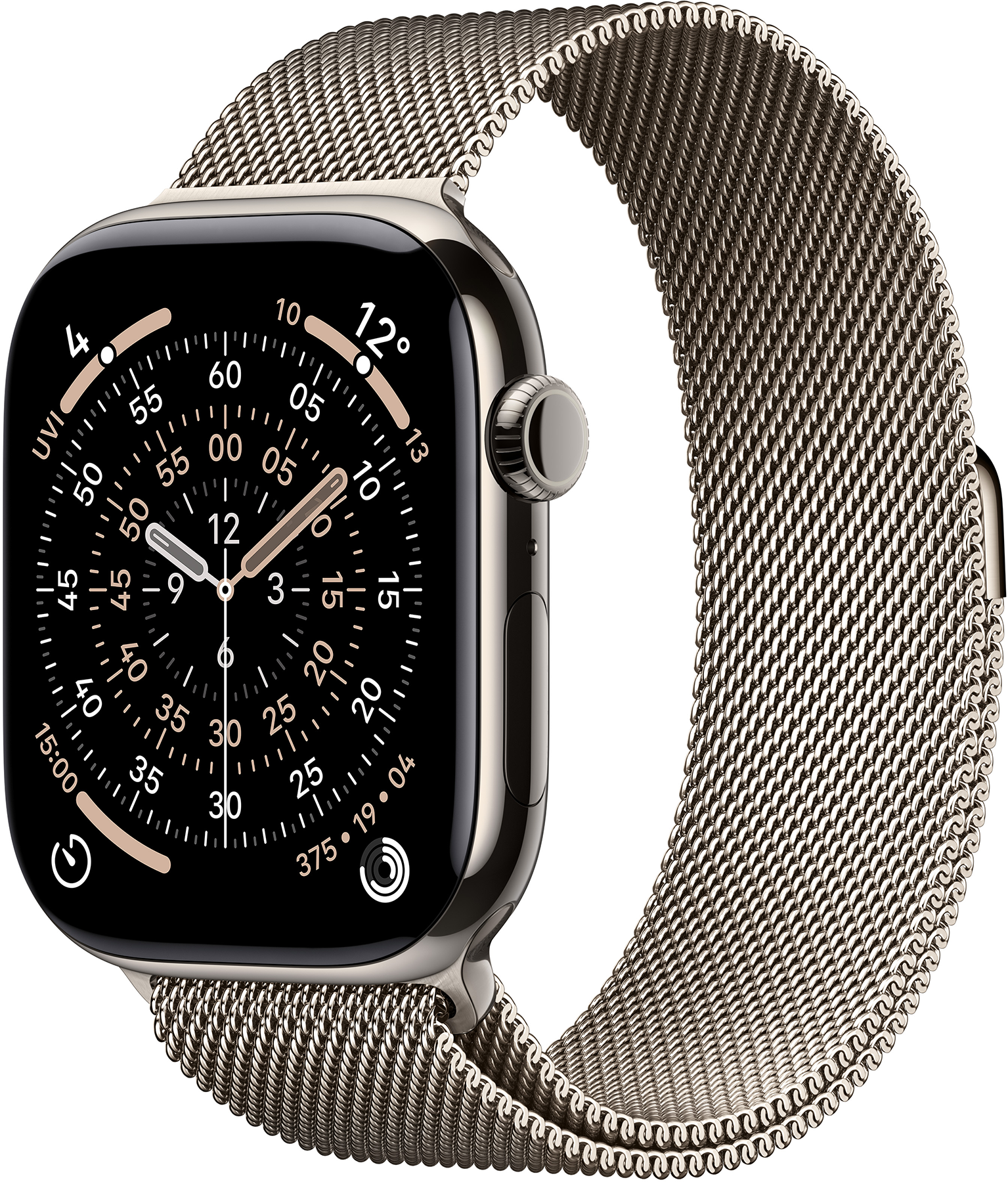 APPLE Watch Series 11 GPS+Cellular, 46mm natúr titántok, natúr milánói szíj, S/M (MFCY4MP/A)
