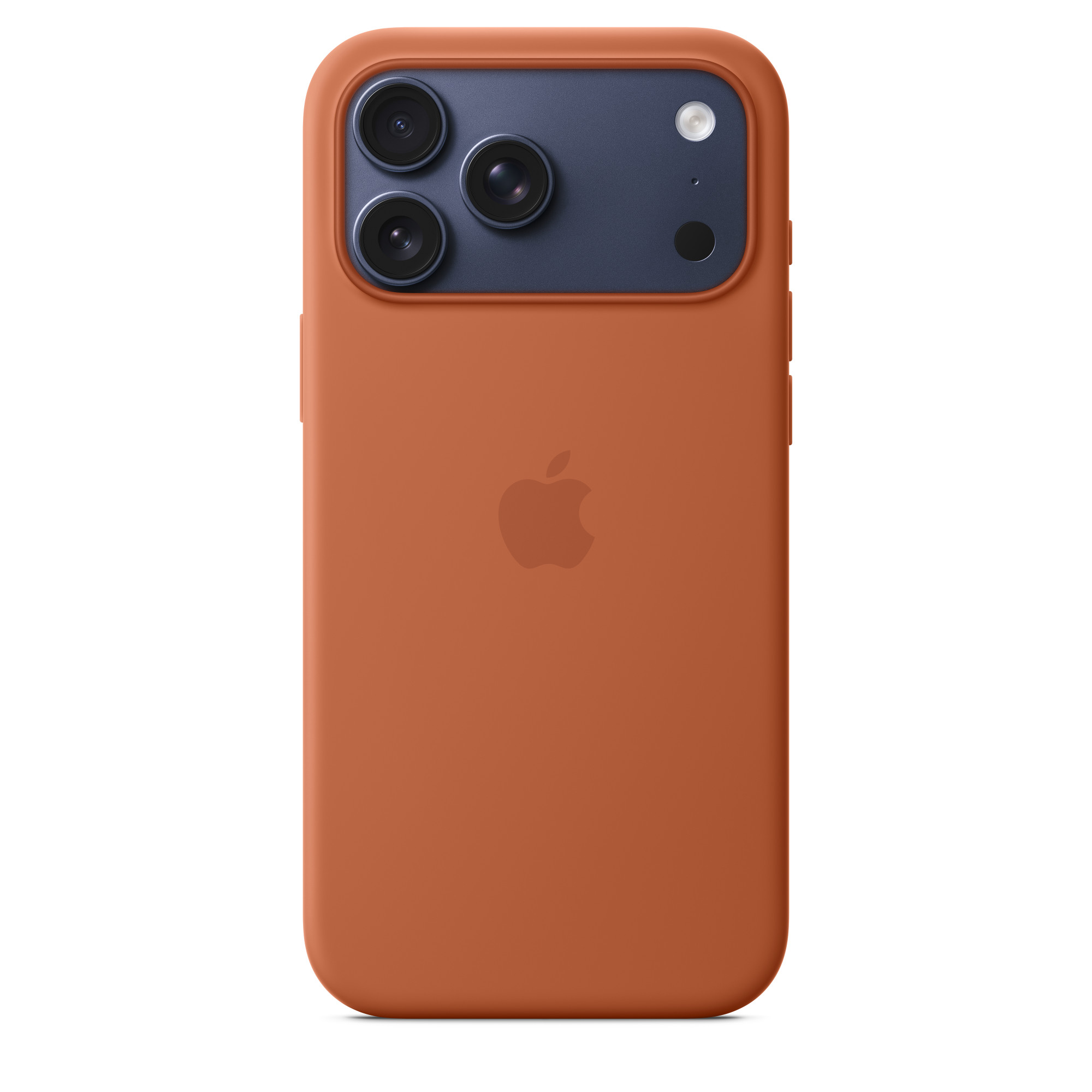 Terasz színű telefontok, három lencsével és egy Apple logóval.