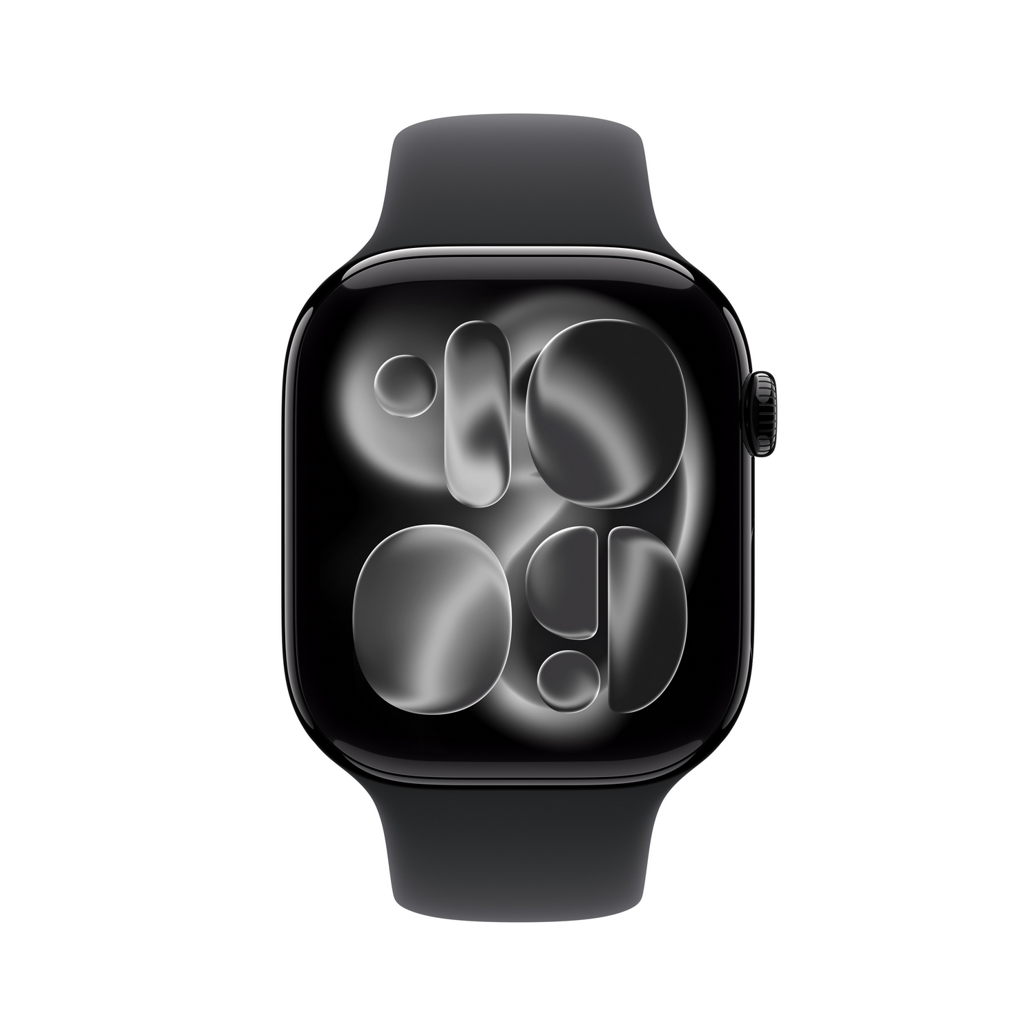 Un reloj inteligente negro que muestra la hora. El reloj tiene una correa y una caja negras. La pantalla muestra un reloj digital.