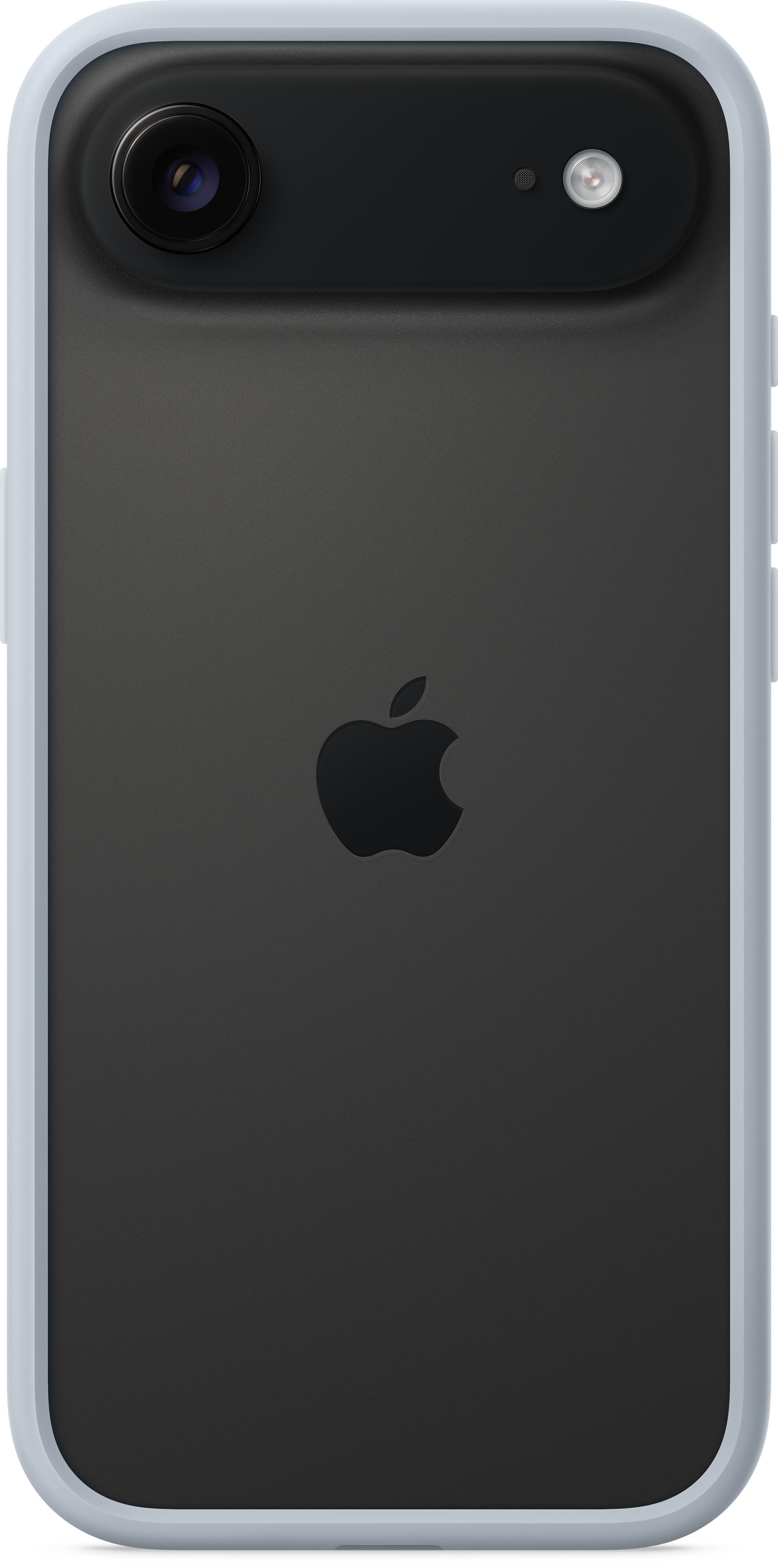 Dos d'iPhone noir avec le logo Apple. Il possède un appareil photo à double objectif et un étui blanc.