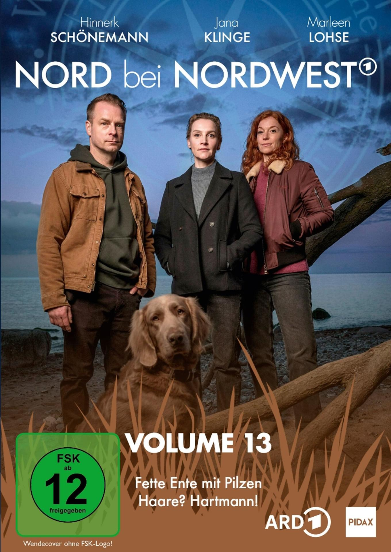 Filmposter mit drei Personen und einem Hund, Titel 'Nord bei Nordwest'. Ein grüner Kreis mit '12' befindet sich unten links.