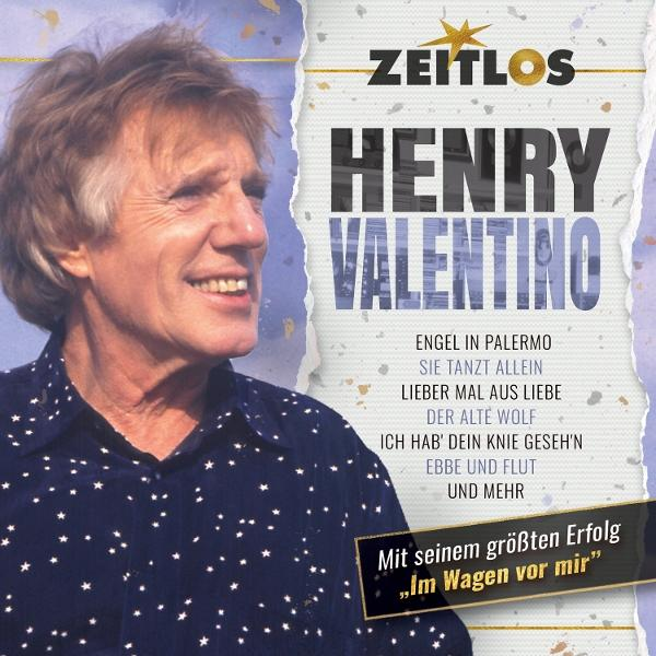 Albumcover mit einem lächelnden Mann. Text lautet 'Henry Valentino' und Songtitel. Hintergrund ist ein Farbverlauf mit zerrissenem Papierdesign.