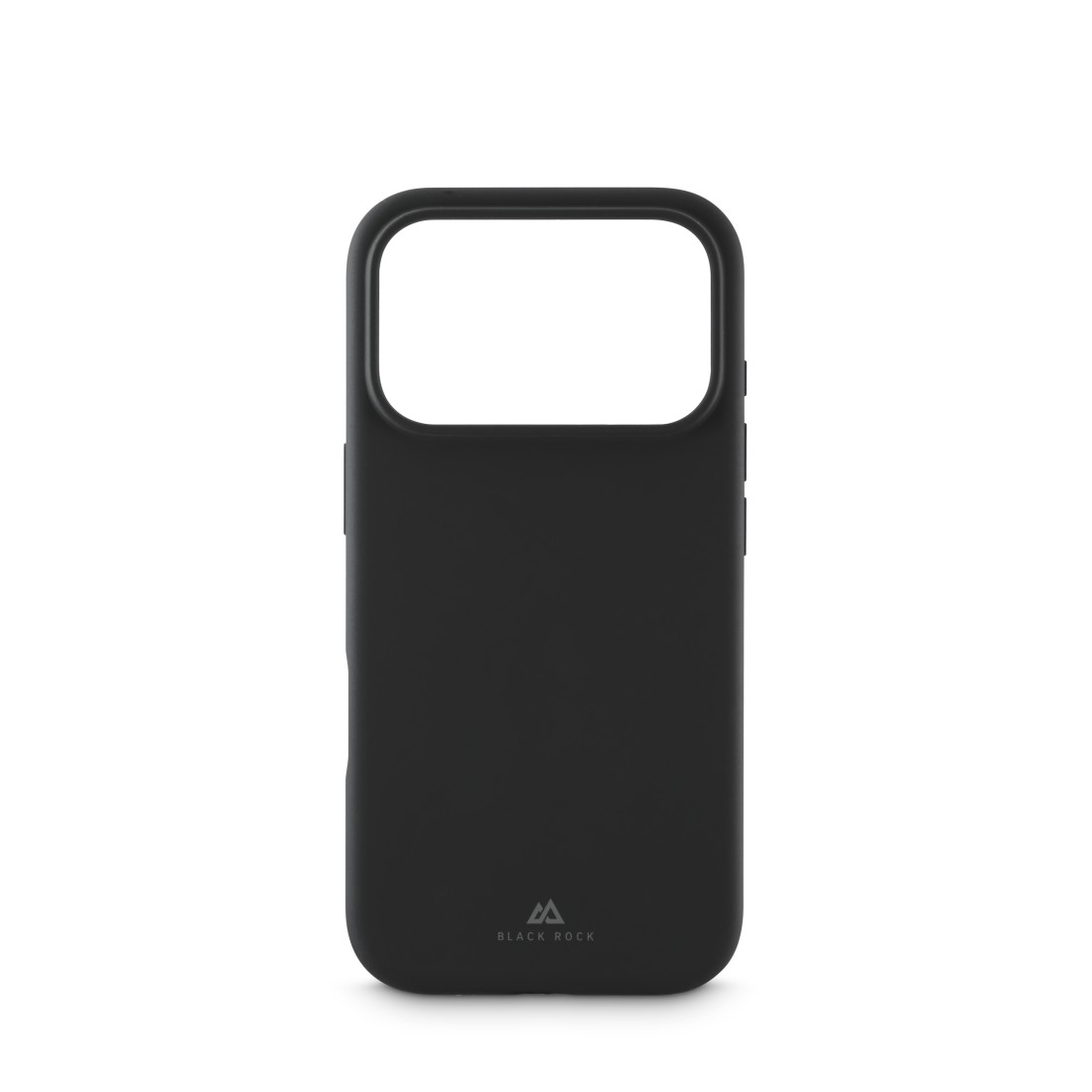 Eine schwarze Handyhülle mit Aussparung für die Kamera. Die Hülle hat unten das Black Rock Logo.