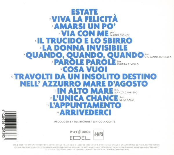 Albumcover mit Songtiteln in blauer Schrift. Enthält Künstlernamen und das e-a-r@MUSIC-Logo.