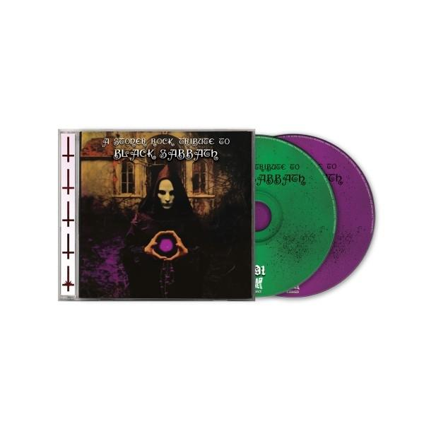 CD-Hülle von 'A Storer Rock Tribute to Black Sabbath' mit einer vermummten Figur und zwei CDs in Grün und Lila.