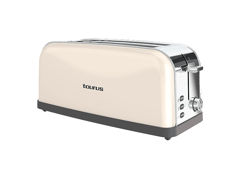 Tostadora - Taurus Vintage Cream Ver II, 1500 W, 2 Ranuras, Descongela y recalienta, 7 Niveles de tostado, Acero Inoxidable, Crema