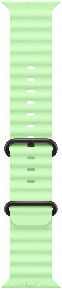 Világoszöld Apple Watch szíj. Fekete csattal és sorozatos lyukakkal rendelkezik. A szíj bordázott.