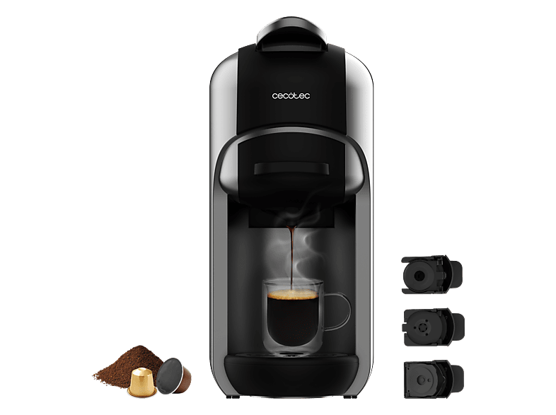Cafetera de cápsulas - Cecotec FreeStyle Compact, 19 bar, 0.6 l, 1450 W, Plateado/Negro