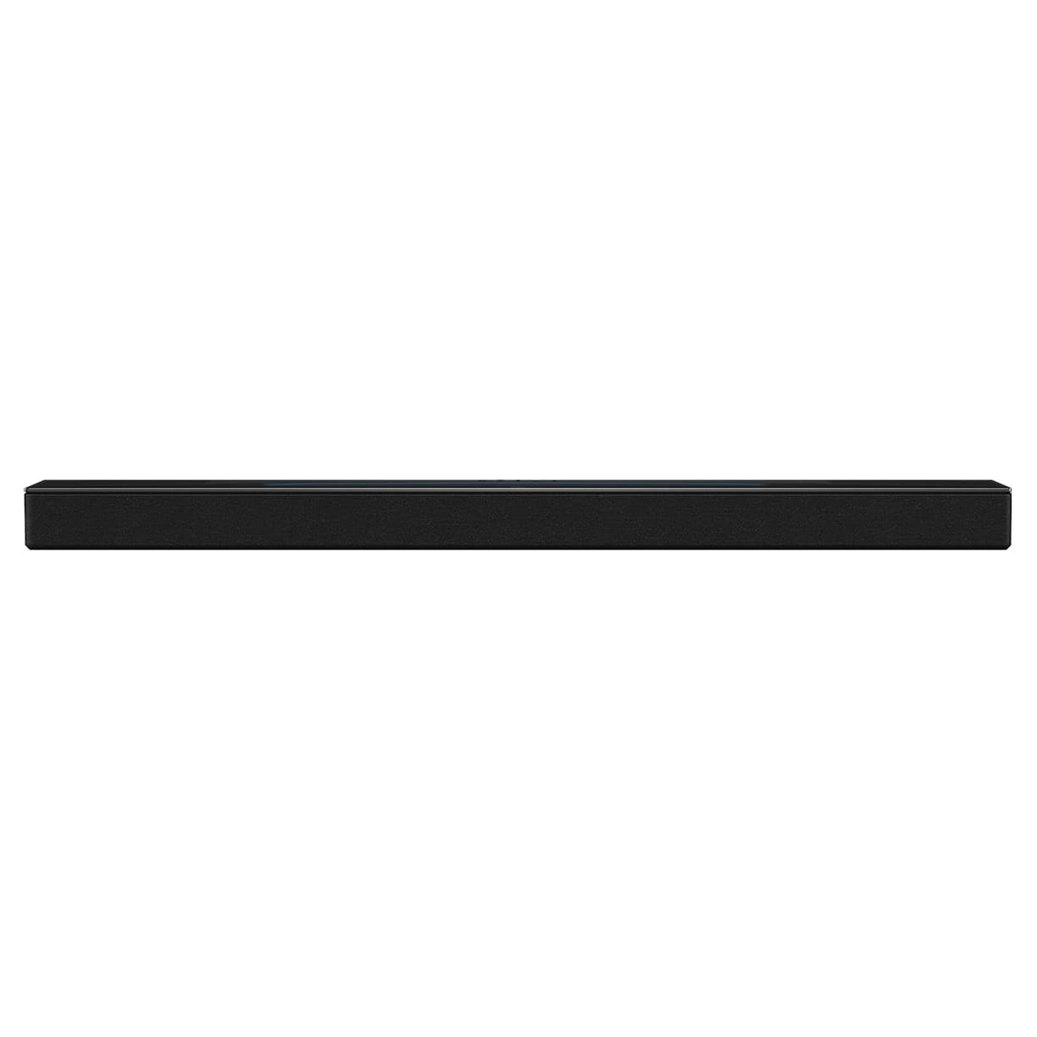 Une longue barre de son noire est centrée sur un fond blanc. La barre de son est rectangulaire.