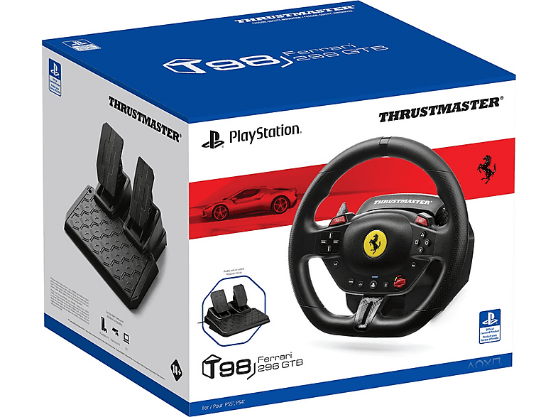 Thrustmaster T98 Ferrari 296 GTB Lenkrad schwarz für PS5,PS4,PC Rennlenkrad mit Pedalset — Foto 4 von 5
