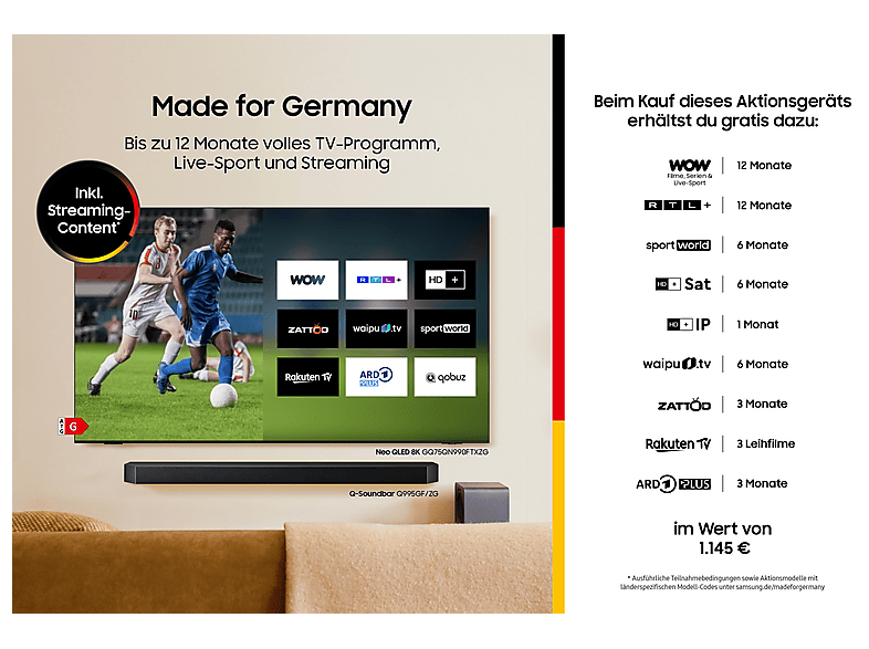 SAMSUNG GQ75QN990F Mini LED / Neo QLED 8K TV (75 Zoll 189 cm, UHD 8K, SMART TV)