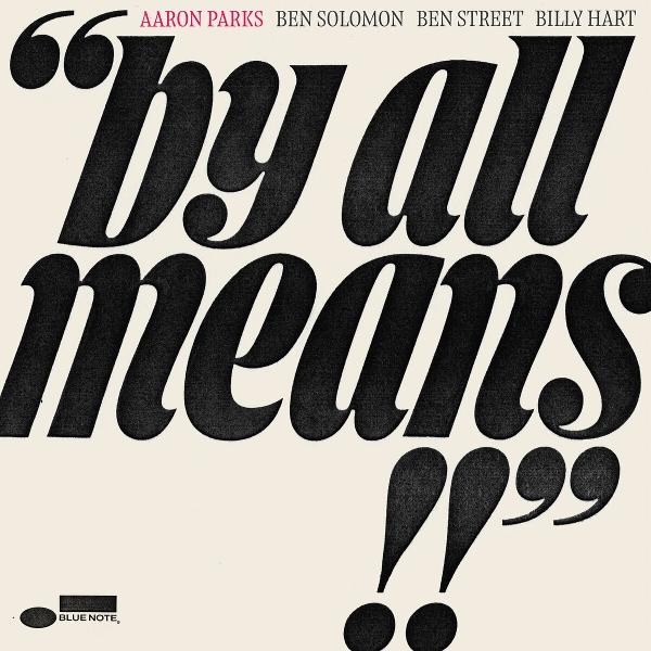 Albumcover mit dem Titel "by all means" in großer schwarzer Schrift.
