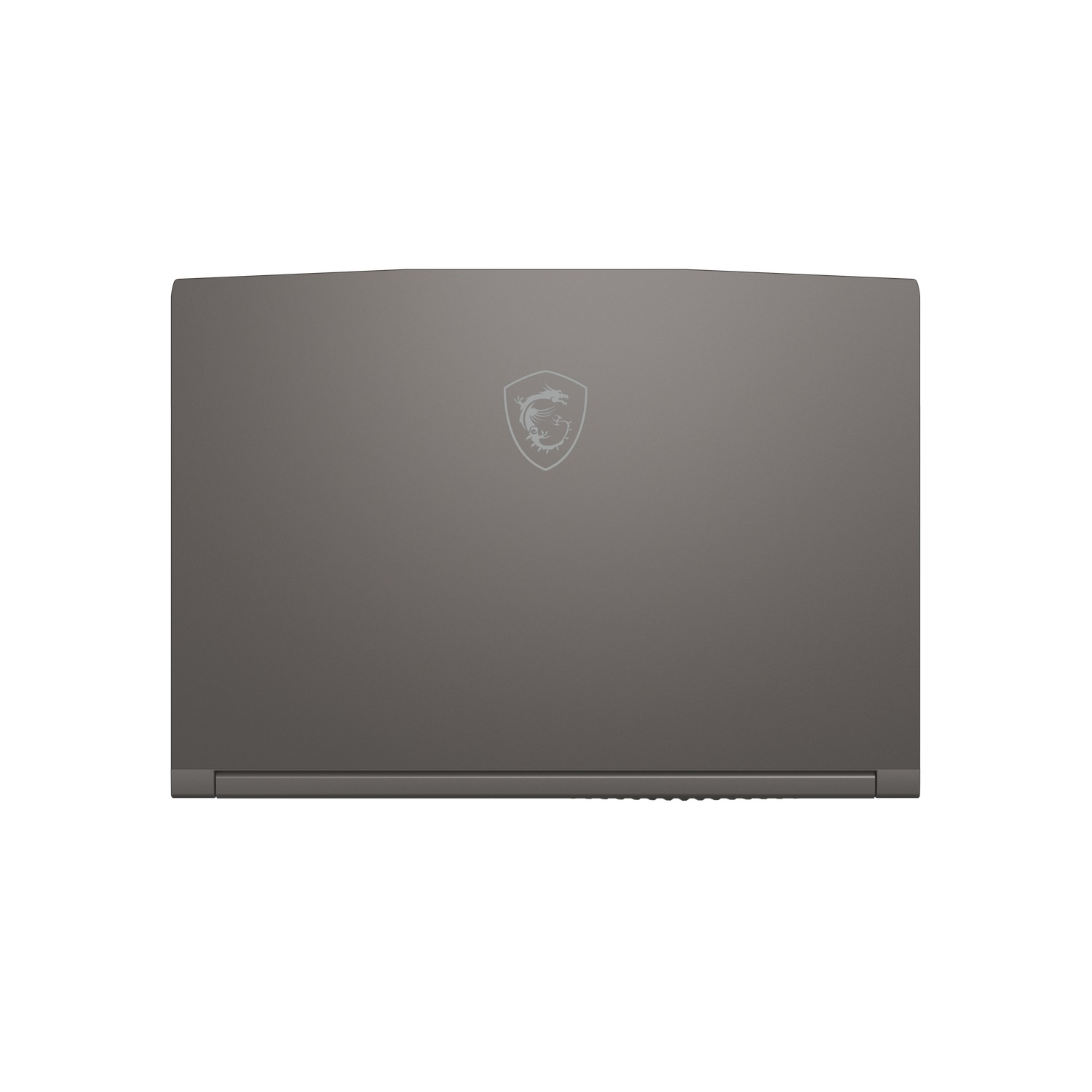 A closed, gray laptop on a white background. The MSI logo is visible. The laptop is rectangular with rounded edges.