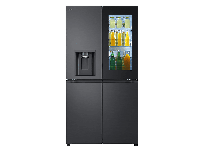 LG GMG961NPKE InstaView® Multi-Door Side-by-Side (637 l, E, 1792 mm hoch, Essence Black Steel)