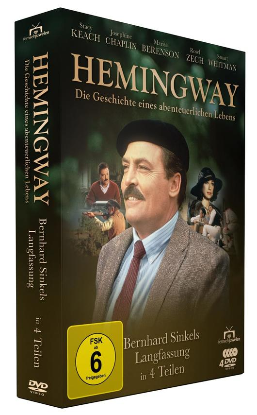 DVD-Cover von Hemingway. Ein Mann mit Baskenmütze steht im Vordergrund. Dahinter sind Bilder von anderen Personen.
