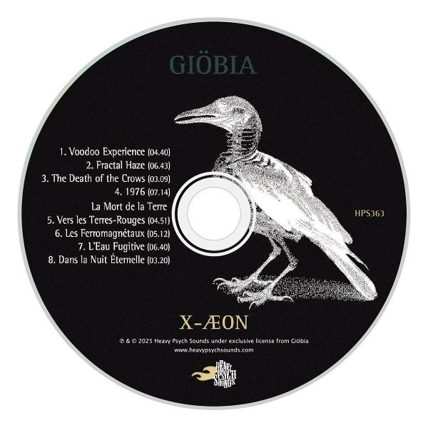 CD-Vorderseite mit Rabenzeichnung, Songliste und Bandnamen GIÖBIA.