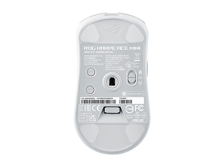 ASUS ROG Harpe Ace Mini White kabellose ESport Gaming Maus mit nur 49g Gewicht, ROG Micro-Switches, 8000Hz Polling Rate