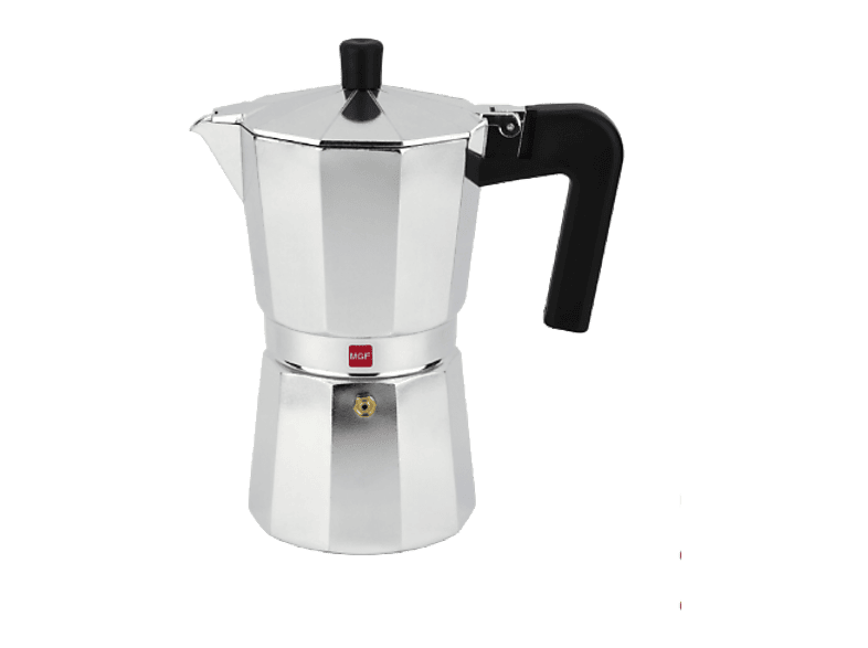 Cafetera tradicional - Magefesa Catual, Aluminio, 6 Tazas, Compatibilidad Universal, Apto para Inducción, Asa de Toque Frío, Plata