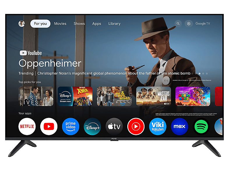 Telewizor QLED PEAQ PTV 43GQU-5025T 43" 4K Google TV Dolby Atmos Vision HDR 10 Czarny – zdjęcie 2