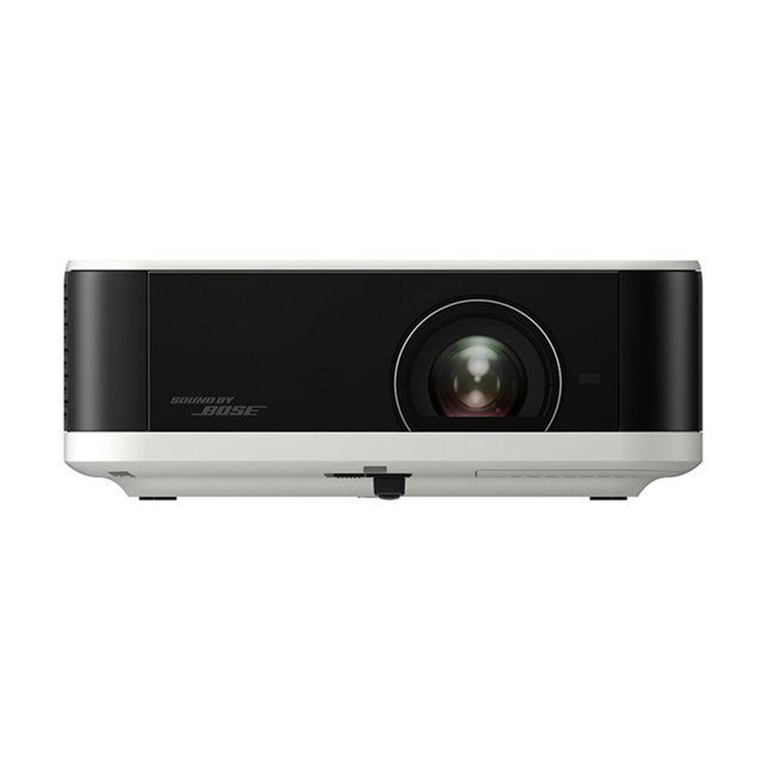 Un projecteur blanc et noir avec une lentille au centre. La marque "Bose" est écrite en haut à gauche.