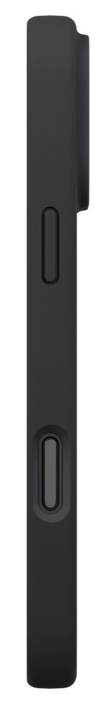 Widok z boku czarnego etui na telefon. Ma dwa długie przyciski i wycięcie na aparat. Etui jest matowe.