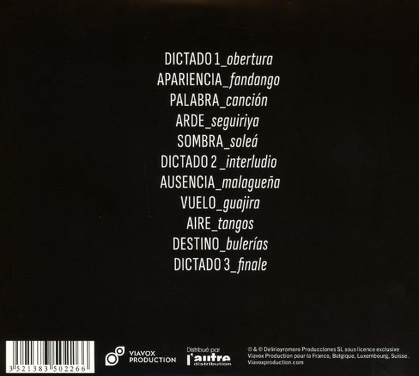 Schwarzes CD-Cover mit weißem Text, der Musiktitel auflistet. Enthält einen Barcode und Logos für Viavox Production und Vertrieb.
