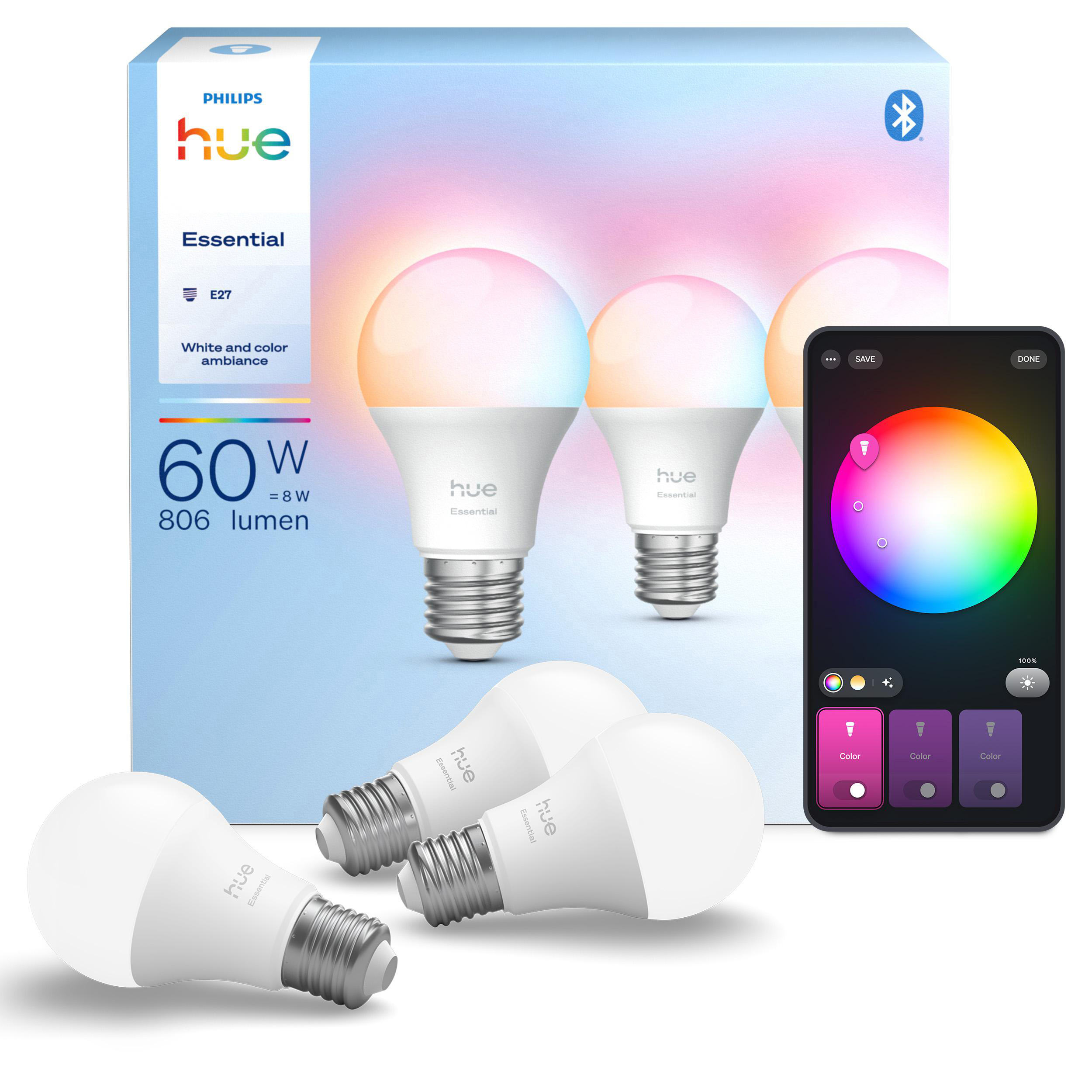 PHILIPS Hue Essential White & Color Ambiance 806 A60 E27 smarte