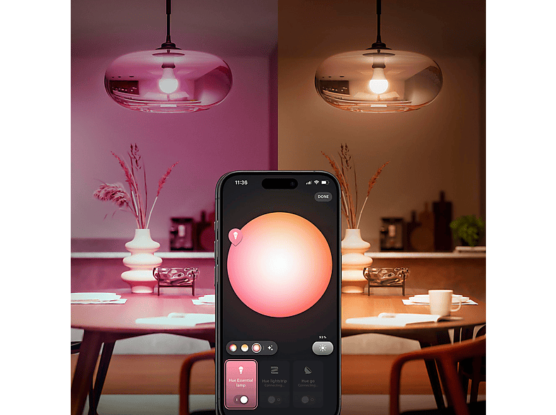 Philips Hue Essential White & Color Ambiance 806 A60 E27 smarte Lampe, 3er Pack; Leuchtmittel — Foto 4 von 5