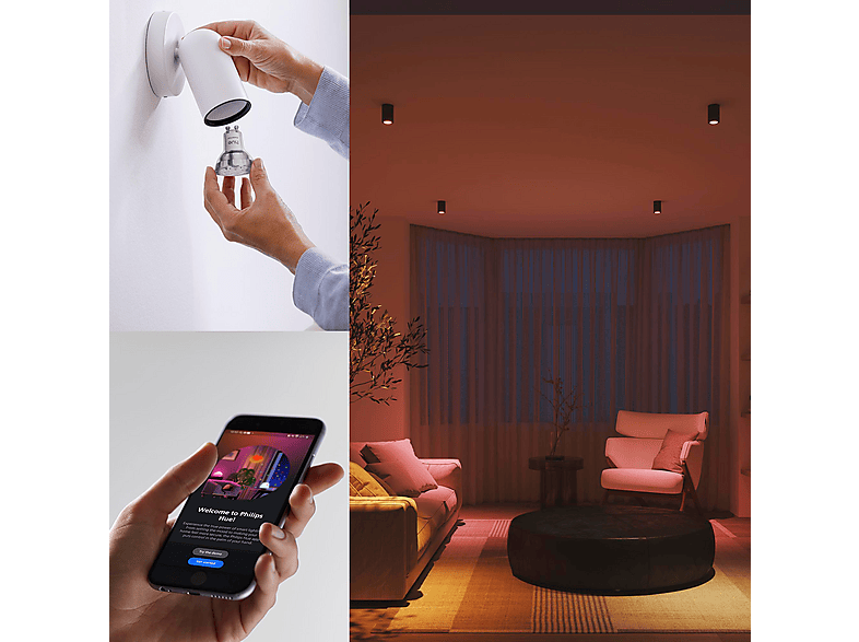 Philips Hue Essential White & Color Ambiance GU10 smarte Lampe, 3er Pack; Leuchtmittel — Foto 3 von 5