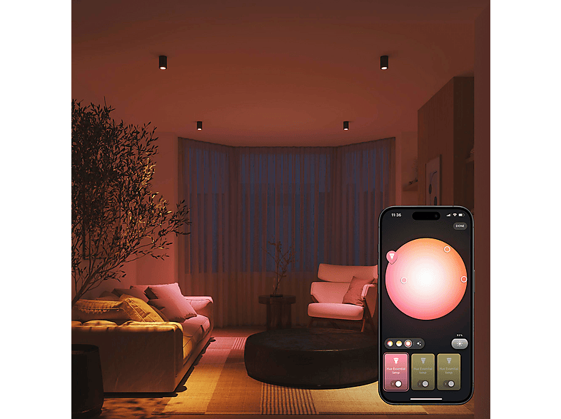 Philips Hue Essential White & Color Ambiance GU10 smarte Lampe, 3er Pack; Leuchtmittel — Foto 4 von 5