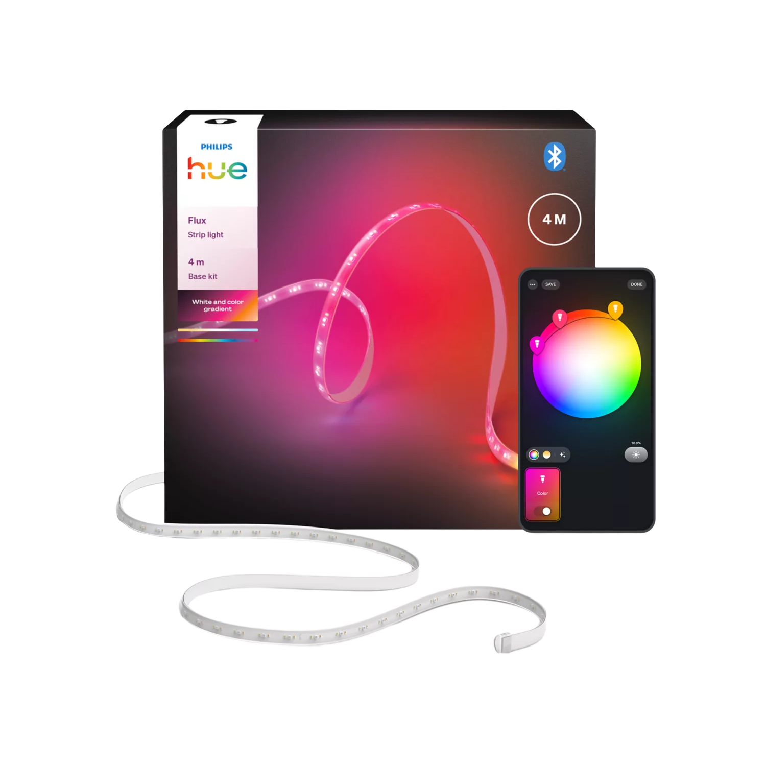 Philips Hue Flux Led Strip 4 M Chromasync'¢ - Technologie. Gekleurd En Helder Natuurlijk Wit Licht -1600 Lumen Led Wit