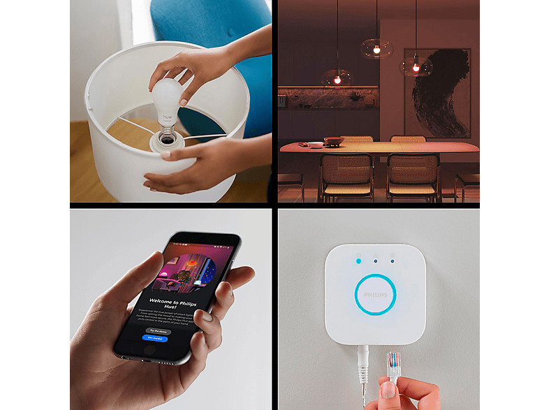Thumbnail - PHILIPS Hue Essential Starter Kit: Bridge + 3 E27 smarte Lampen RGB Starterset