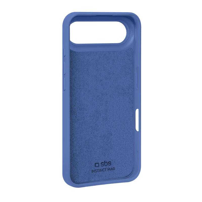 Eine blaue Handyhülle mit rauer Innenstruktur und einem Ausschnitt für die Kamera. Das sbs Instinct Mag Logo ist sichtbar.