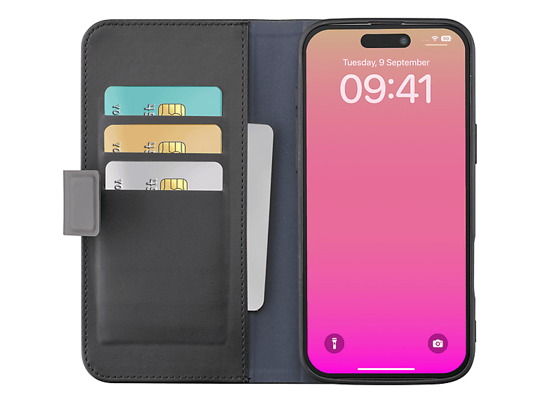 Funda móvil - CellularLine Book Agenda, Para iPhone 17, Con tapa, Tarjetero, Cierre Magnético, Negro – imagen 2