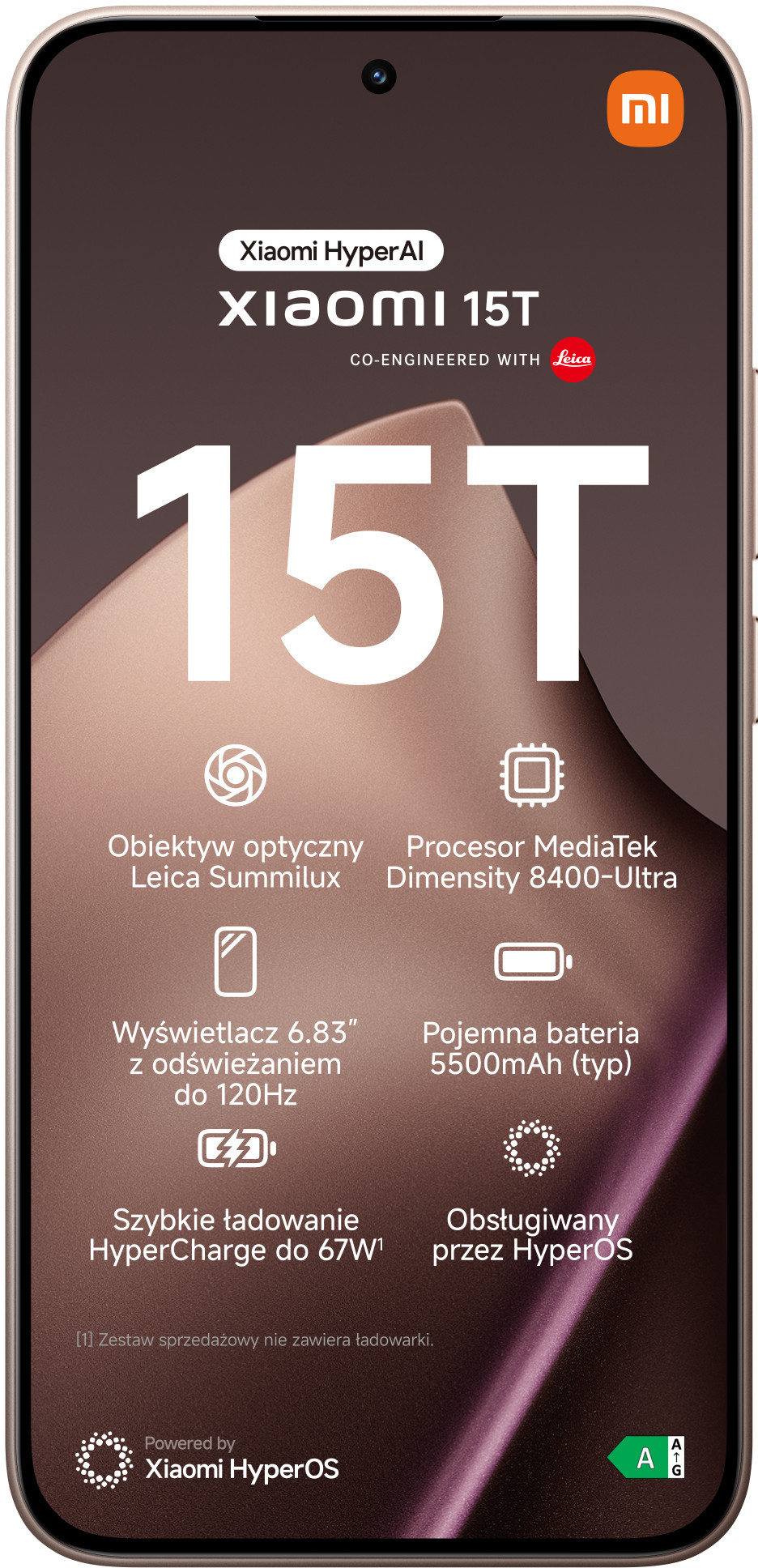 Smartfon Xiaomi 15T. Cechy: wyświetlacz 6,83", obiektyw Leica Summilux i procesor MediaTek Dimensity 8400-Ultra.