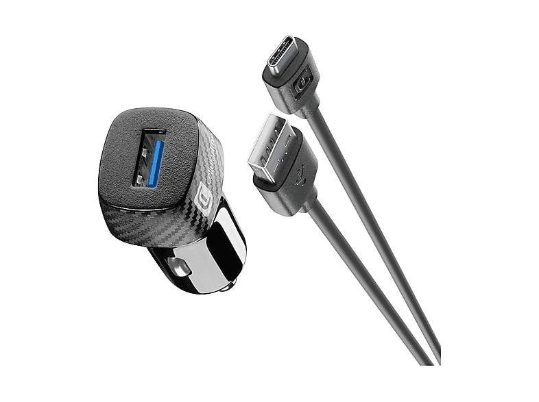 Caricabatteria Auto Cellularline Car Charger Kt 18W da 18W, Nero