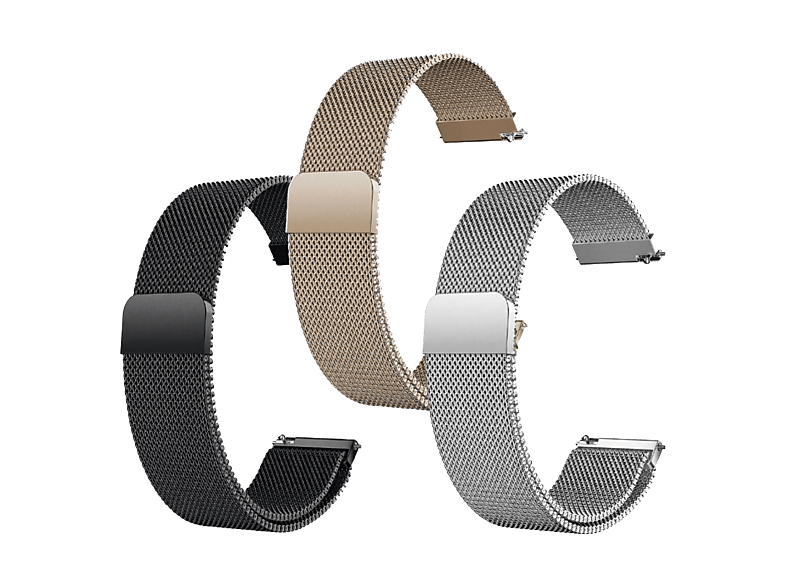 Correa - Friendly License FRSWB112, 22mm, Compatibilidad Universal, Acero Inoxidable, Ajuste Magnético, Negro/Oro/Plata