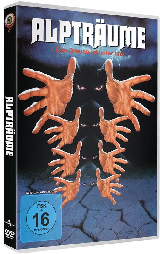 DVD-Cover für Alptraume mit vielen Händen und Augen vor dunklem Hintergrund.