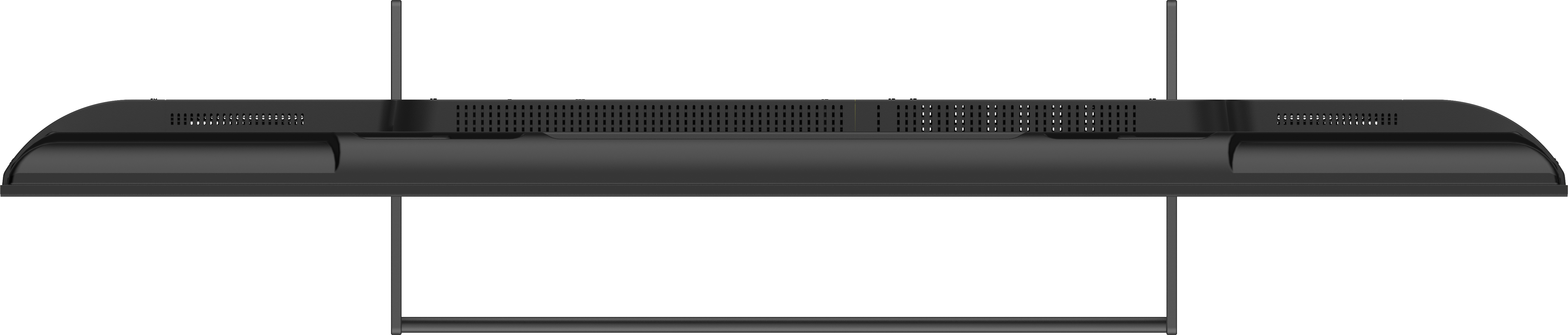 Czarny widok z góry na urządzenie, być może oprawę oświetleniową. Posiada szczeliny wentylacyjne i pręty podtrzymujące.