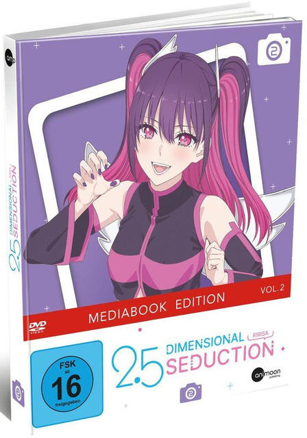 Anime-DVD-Cover einer Frau mit lila Haaren. Titel: 2.5 Dimensional Seduction. Rotes Banner mit 'Mediabook Edition'. FSK 16-Aufkleber.