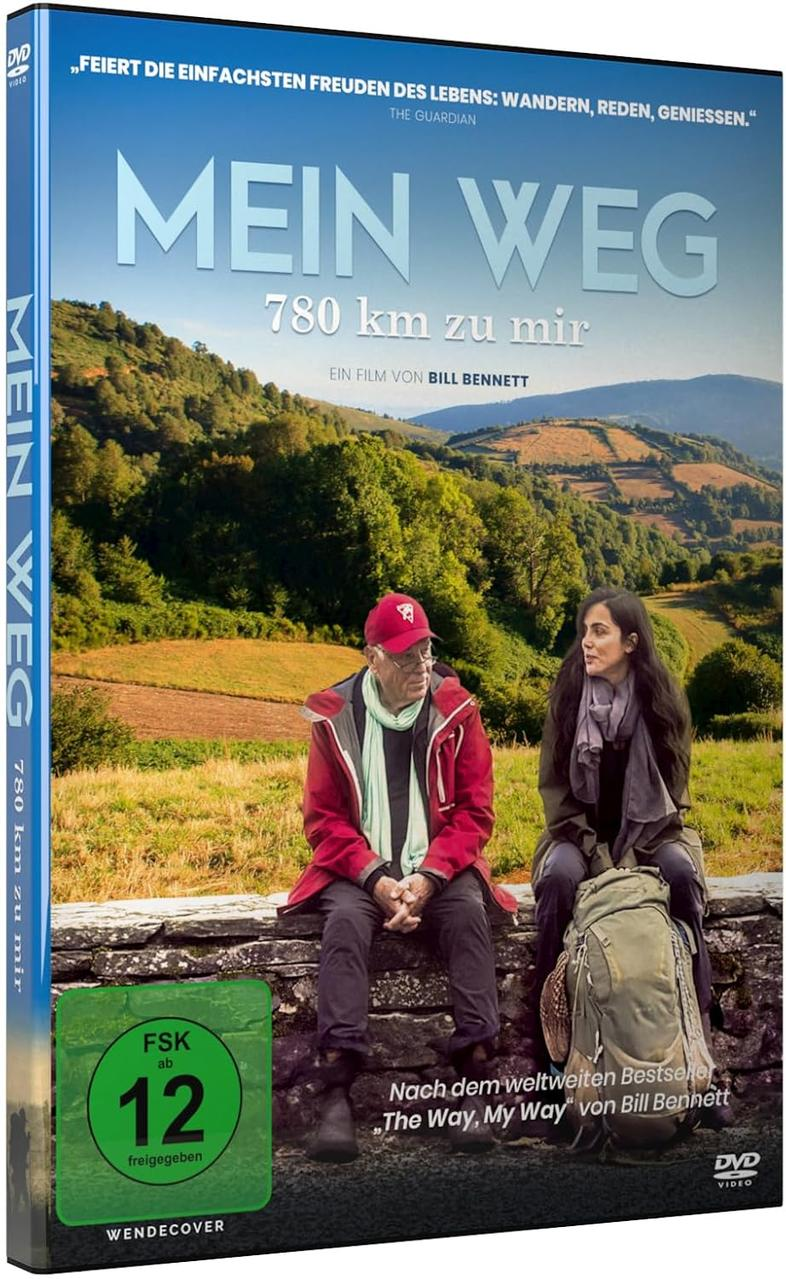 DVD-Cover: Mann und Frau sitzen auf einer Steinmauer. Titel: Mein Weg. Hintergrund: grüne Hügel. Text: 780 km zu mir. FSK 12.