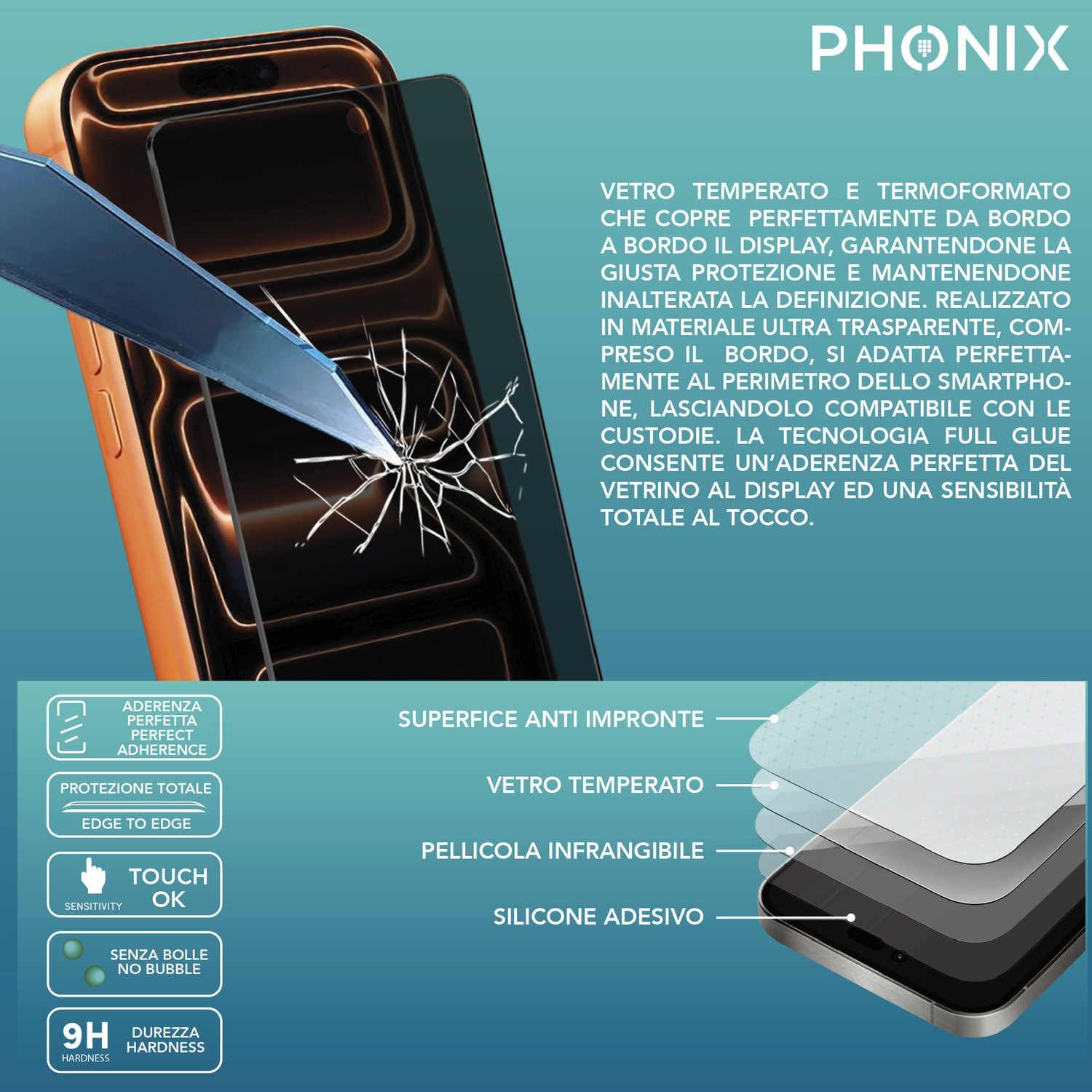 VETRO TEMPERATO bhp Pellicola protettiva Full Glass per iPhone 17