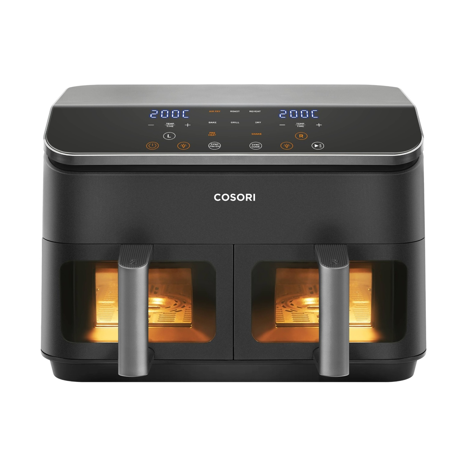 Cosori Dual Basket Chef Edition Friggitrice AD Aria, capacità 8,5 l, Max potenza 1750 W, Nero