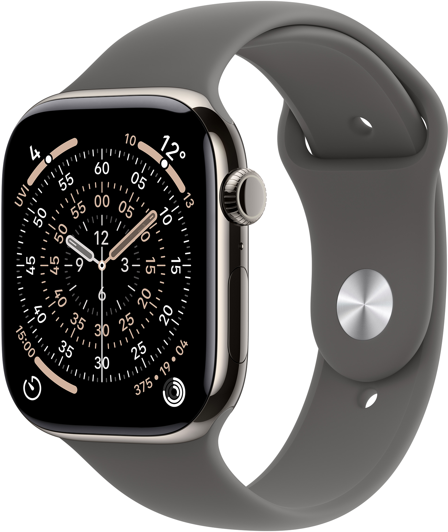 APPLE Watch Series 11 GPS+Cellular, 42mm natúr titántok, kőszürke sportszíj, S/M (MF8M4MP/A)