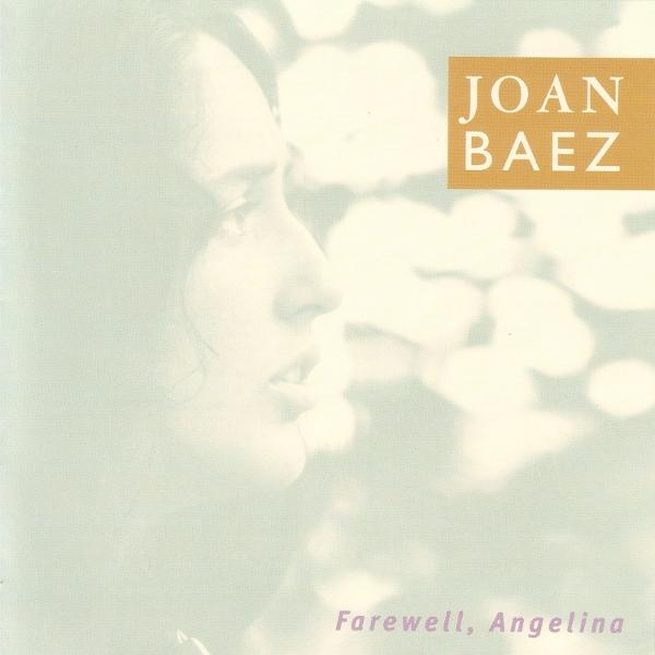 Album borító. Joan Baez profilban, világos háttérrel. Arany doboz 'Joan Baez' szöveggel. 'Farewell, Angelina' lila szöveggel alul.