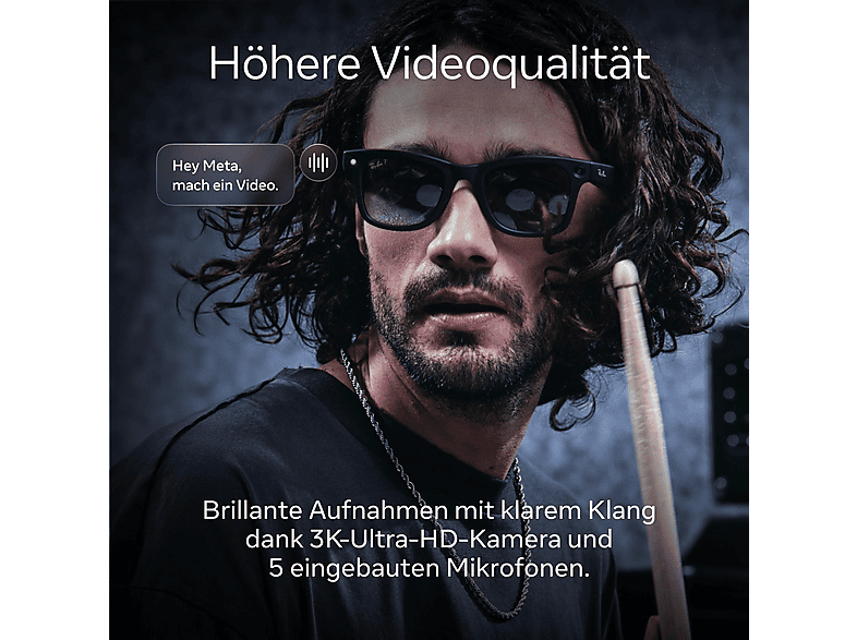 META Ray-Ban Meta Wayfarer Groß (Gen 2) – Schwarz glänzend, Gläser: Grün AI Glasses