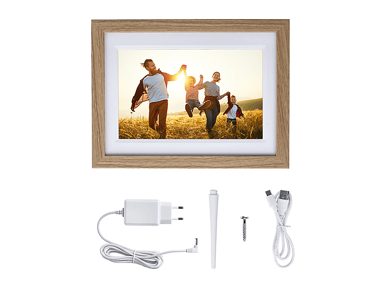 ROLLEI Smart Frame WiFi 1010 Digitaler Bilderrahmen, 25,53 cm, 1280 × 800 Pixel, Holzoptik Eiche, Weiß