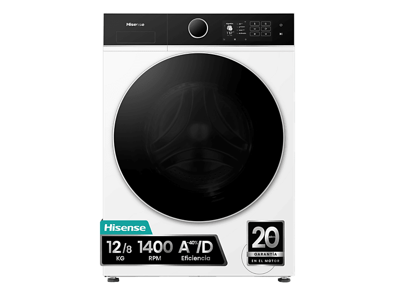 Hisense – Lavadora secadora Hisense 12 kg/1.400 rpm, Función vapor – WD5i1245BWR.