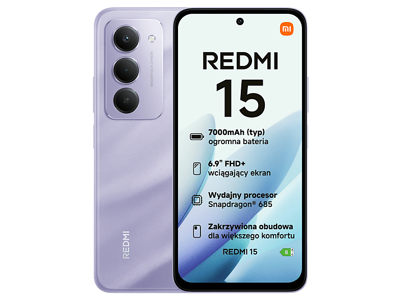 Smartfon Xiaomi Redmi 15 6/128GB Fioletowy (68277) – zdjęcie 2