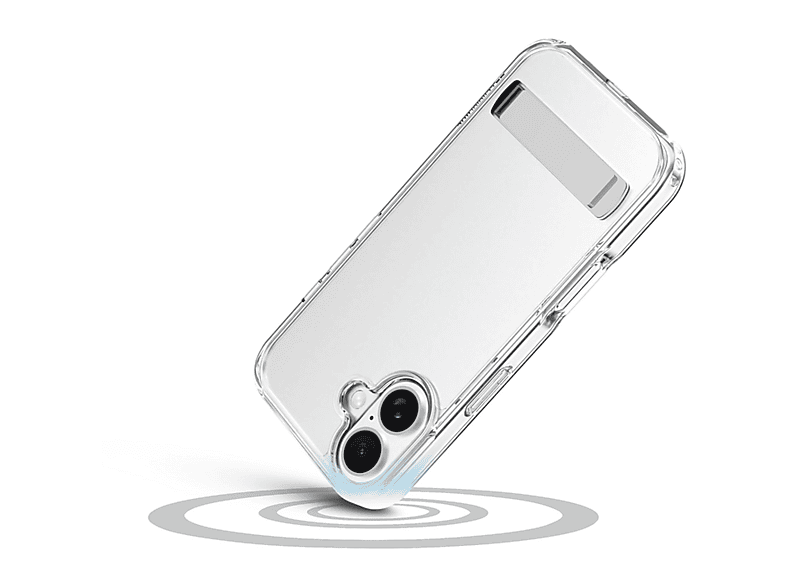 Funda móvil - CellularLine CLEAR STAND, Para iPhone 17, Esquinas reforzadas, Anti-amarilleo, Con soporte integrado, Antibacteriana, Transparente
